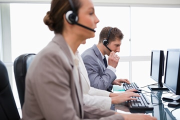 side view of call center agents